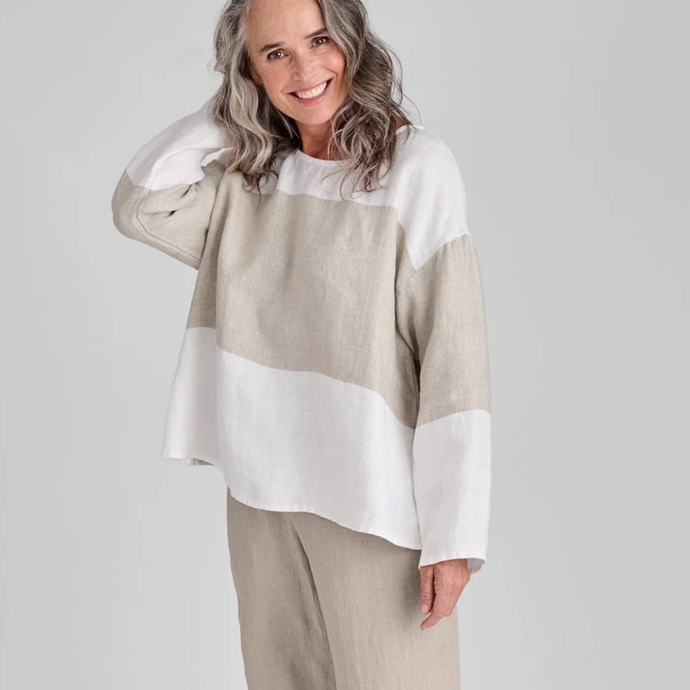 Flax Elliatt Throw It On Long Sleeve Linen Shirt Size 3G